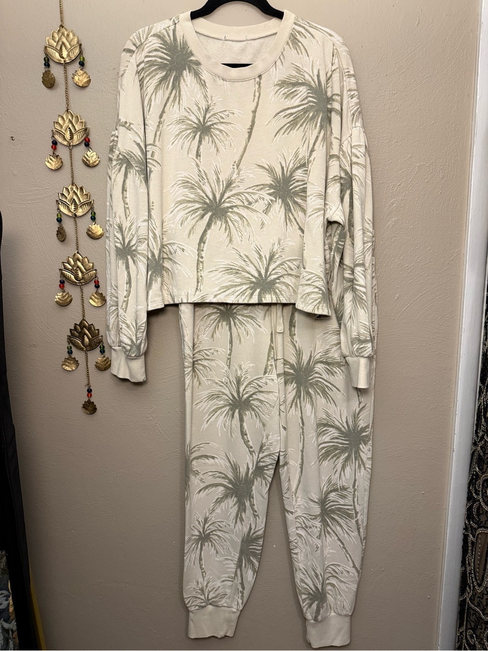 Z Supply Modern Coconut Palm Weekender Lounge Set Top & Joggers Size Medium